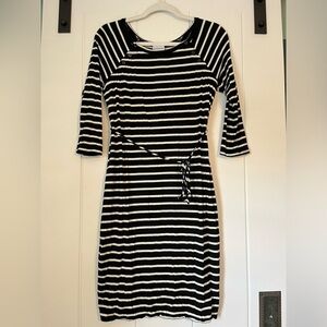 Motherhood Maternity black and white stripe dress
